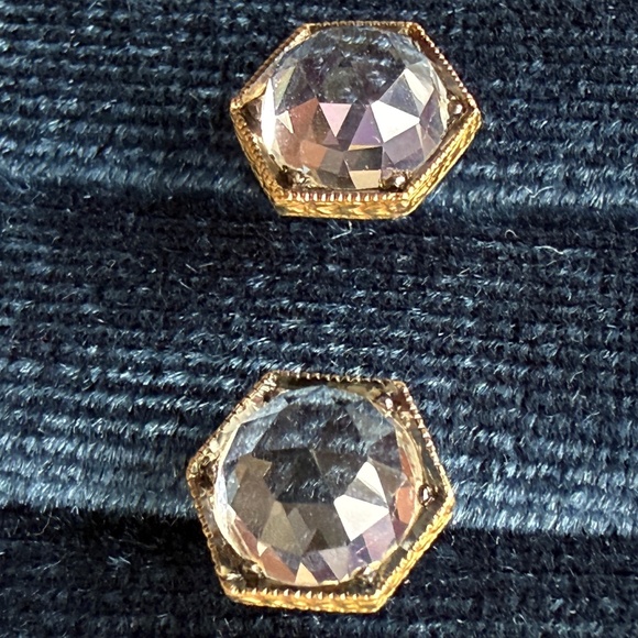 Designer CATHY WATERMAN 22K Yellow Gold Rose Cut Topaz Hexagon Stud Earrings NEW - Picture 9 of 14
